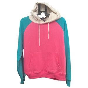 Spark Paws Unisex Pink Turquoise Cream Color Block Human Hoodie Size XL NWOT